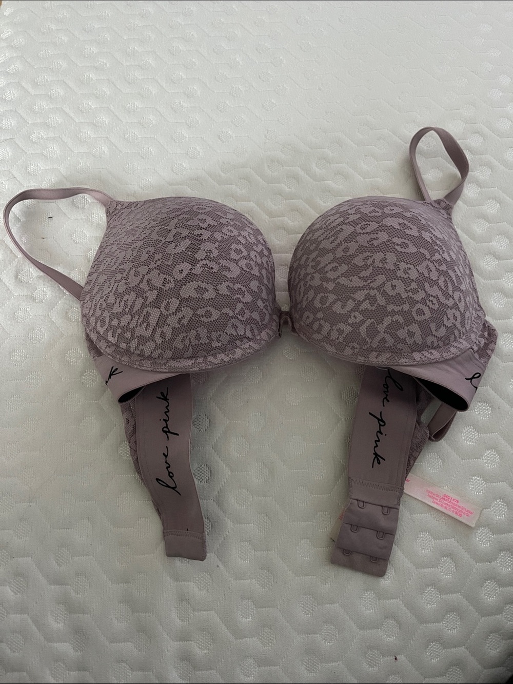 PINK Victoria's Secret Dusty Mauve Lace Push-Up Bra